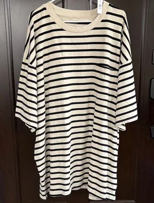 NWT GAP Striped Heavy Weight Tee Black Ivory Size 3X thumbnail 1