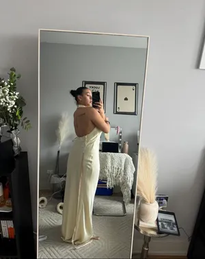 Meshki ESTHER Iridescent Satin Cowl Maxi Dress - Lemon Sorbet thumbnail 7