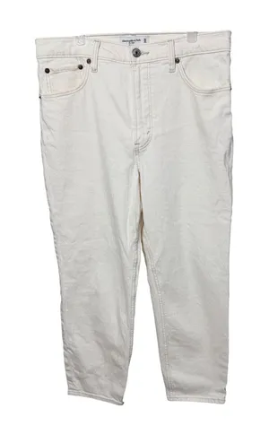 Abercrombie & Fitch The Mom‎ High Rise Jeans Cream Off-White 30/10S thumbnail 1
