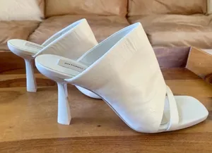 ANTONIO MELANI Leather BYNX Sweet Cream Open Toe Heels thumbnail 1