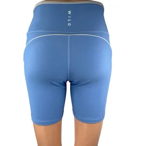 Wilo The Label Women's Blue Mid Rise Athletic Workout Running Biker Shorts Sz S thumbnail 3
