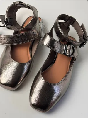 Old Navy Metallic Mary Jane Ankle Wrap StrapLow Heel Ballet Flats Size 7 thumbnail 1
