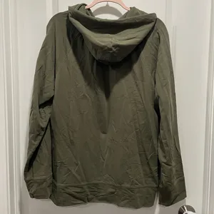 Pact Hooded Full Zip Up Organic Cotton Stretch Olive Sage Green Size Large thumbnail 4