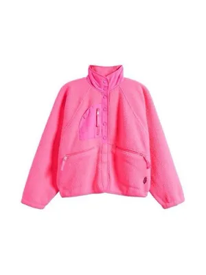 Free People Hit The Slopes Fleece Jacket in Pink S thumbnail 4