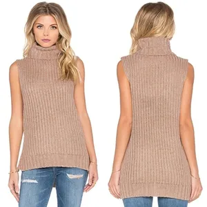 J.O.A. Side Slit Khaki Turtleneck Zipper Sweater C31‎ thumbnail 2