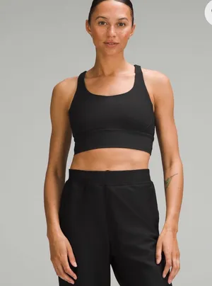 LULULEMON ENERGY RIBBED LONGLINE BRA , 4 , Black thumbnail 1