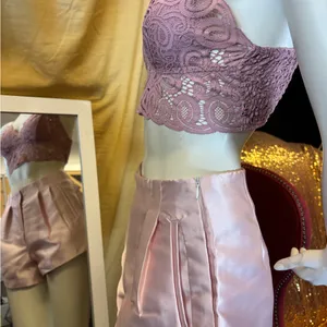 Banana Republic Pale Pink Satin High Waisted Pleated Shorts with Pockets and Side Zipper thumbnail 11