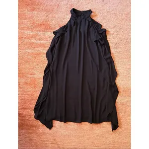 Nine West Ruffle Dress Size 6 Black High Neck Sleeveless Elegant thumbnail 2