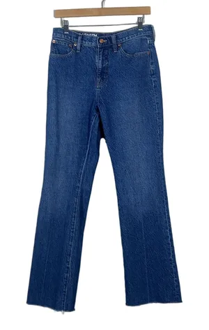 J.Crew Full Length Demi Boot Solid Jeans Blue Raw Hem High Rise Size 28 thumbnail 1