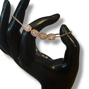 Rose gold cubic zirconia adjustable slide bracelet thumbnail 3