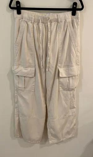Habitual Women's Cargo Pants M Drawstring Waist Beige Normcore Minimalist thumbnail 1