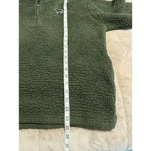 PINK Victoria's Secret Quarter Zip Sherpa Fleece Size Medium Olive Green Warm thumbnail 4