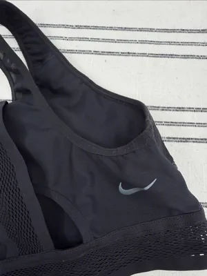 Nike Black Textured Mesh High-Impact Sports Bra thumbnail 3