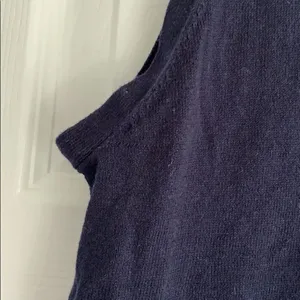 Loft Navy Blue & White Lace Ruffle Sweater Vest thumbnail 3