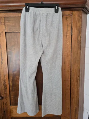 aerie Light Gray Ribbed Flare Pants Large thumbnail 4