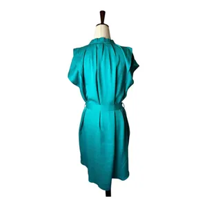 Current Air‎ Dress Women Medium Teal Silky Belted V Neck Short Sleeve Mini Party thumbnail 6
