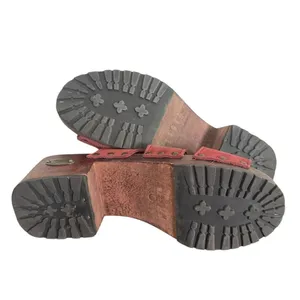 Candies Y2K Red Leather Platform Clogs Womens Size 6 Slide Sandals Lug Soles thumbnail 13