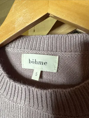 Böhme Geena Shoulder Pad Sweater Dusty Lavender Knit Top Size Small thumbnail 5