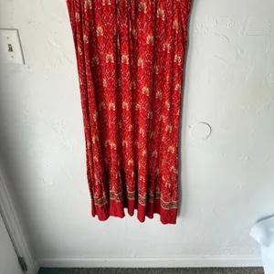 Floral Blooming Red‎ Boho Maxi Dress XXL Empire Waist Button V-Neck Cottagecore thumbnail 4