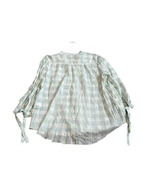 Sundance Cotton Blouse Mint Green & Cream Gingham Cottagecore Shabby Chic XL thumbnail 6