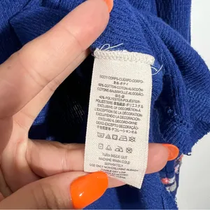 Free People We the Free‎ Blue Rainbow Embroidered Thermal Top Medium Cottagecore thumbnail 6