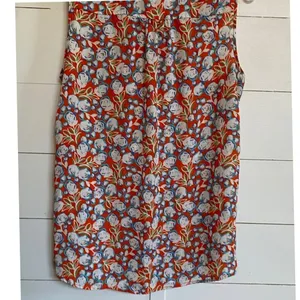 Pleione Womens Sleeveless Tie Neck Floral Blouse Orange Blue White WQZ58232RK M‎ thumbnail 10