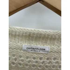 Chicsoul‎ Womens 2X Cream Brown Striped Knit Pullover Sweater Chunky Cozy Casual thumbnail 6
