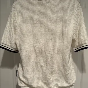Foray Golf Textured Polo Sweater Top Large White Navy Coastal‎ Preppy Chic thumbnail 3