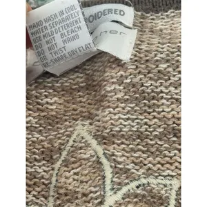 Christopher & Banks Hand Embroidered‎ Sweater Vest Brown Tan Leaf Button Front M thumbnail 6