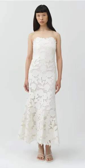 SIMKHAI Valletta Strapless Embroidered White Dress thumbnail 1