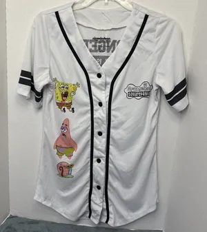 Nickelodeon Ladies Spongebob Squarepants Baseball Jersey Size Medium Mesh Jersey thumbnail 1