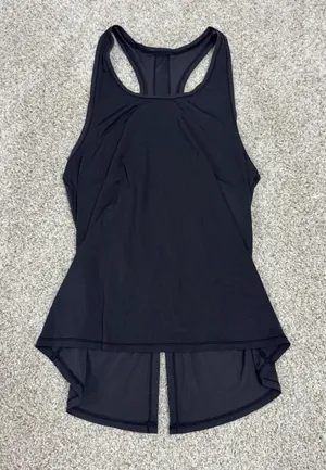 Lululemon All Tied Up Tank Black Open Back Racerback Pima Cotton Top Size S thumbnail 1