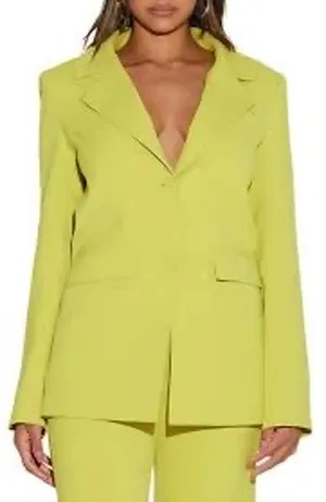 Naked Wardrobe Women's Lime Green Longline Blazer Size XS thumbnail 1
