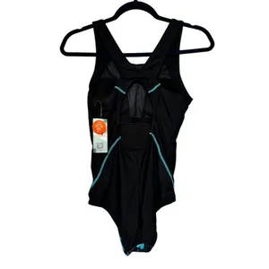 Charmo Swimsuit One Piece Athletic Training Blue Marble UPF 50+ Womens‎ thumbnail 7