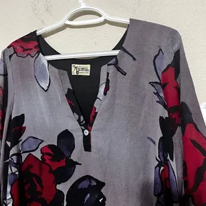 Show Me Your MuMu Perveen Blouse Purple Floral Long Sleeve Tunic Top Size M thumbnail 2