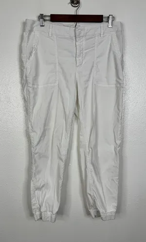 Frank & Eileen Jameson White Cotton Linen Jogger‎ Pants Size 12 Made in USA thumbnail 1