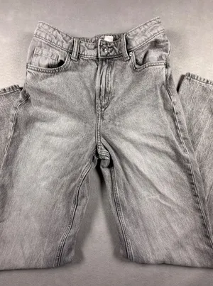 H&M Womens Gray Faded Wash High Waisted Wide Leg Jeans Size 0 Grunge Streetwear thumbnail 1