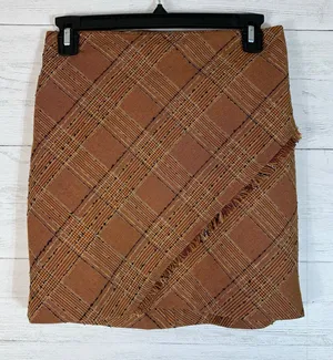 Free People plaid brown tweed mini skirt size 0 thumbnail 1