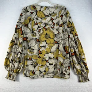 CAbi L Large‎ Sequel Blouse Floral V-Neck Smocked Poet Sleeves #3954 Women's thumbnail 12