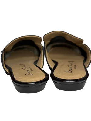 Black Leather Slip On Mule by Enzo Tesoti Classic Flat Loafer Size 39 thumbnail 5