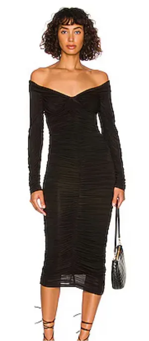 Bardot Ruched Detail Midi Dress Medium New thumbnail 1