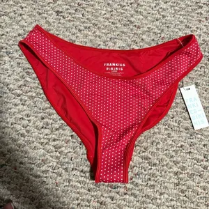 NWT Frankie’s Bikinis Dove Catalina Bikini Bottom in Scarlet Red Dot- Size Large thumbnail 1