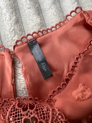 coral Swiss-dot lace mini dress, style classy/feminen thumbnail 5