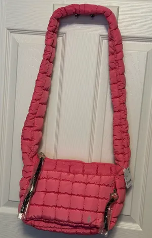 Free People Quilted Hot Pink Puffer Crossbody Bag thumbnail 1