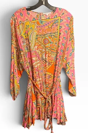 Olivaceous Paisley Tie Waist Mini Dress Size Small thumbnail 1