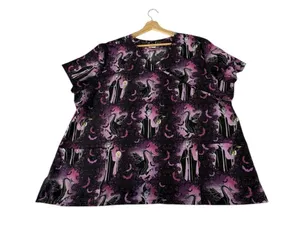Disney Maleficent Scrubstar Scrub Top 3X Purple Dragon Halloween Villains Goth thumbnail 1