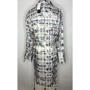 Banana Republic XS Abstract Shirt Dress NWT Belted Long Sleeve Blue White‎ Midi thumbnail 5