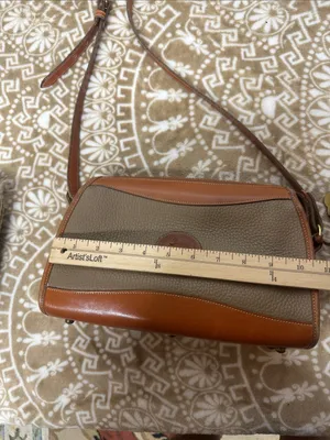 Dooney & Bourke 80s Taupe Pebbled Leather Crossbody with Tan Trim thumbnail 7