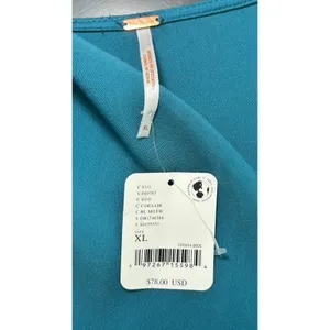 Free People Miraya NWT V Neck Twist Front Long Sleeve Crop‎ Top Teal XL thumbnail 5