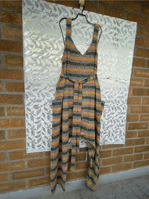Free People Striped Cozy Knit Jumpsuit Lagenlook Boho Drop Crotch Pocket L thumbnail 2